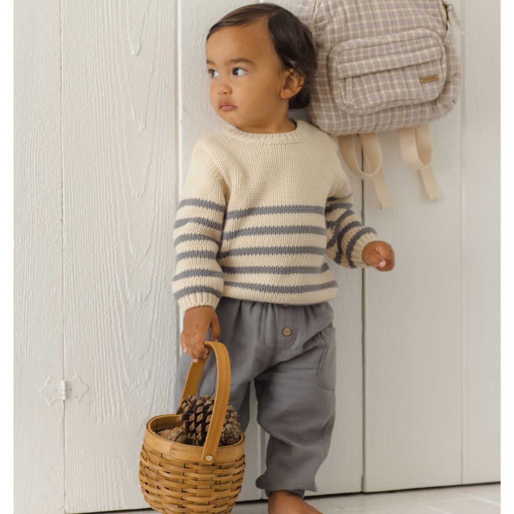 Quincy Mae Rex Sweater Slate Stripe