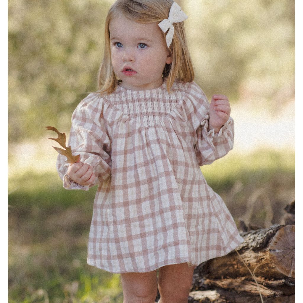 Quincy Mae V Smocked Dress Rustic Plaid