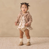 Quincy Mae Ruffle Collar Cardigan Heathered Almond