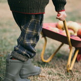 1 + in the Family CHURCHILL navy check baby pants in fleece with a drawstring waist and cuffs