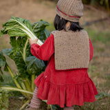 1 + in the Family REGINA burgundy baby corduroy dress with a button placket and gathered skirt