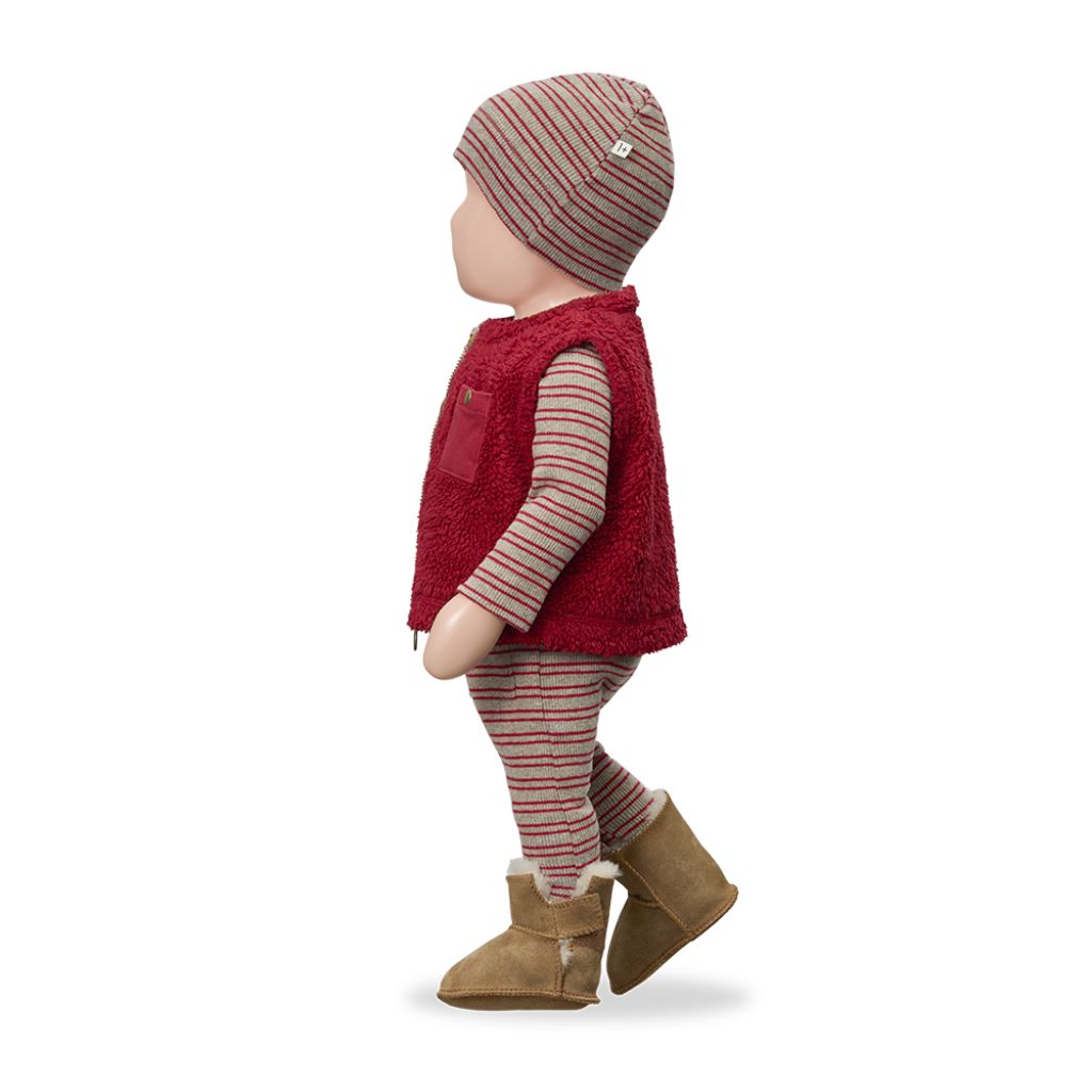 1 + in the Family GOOSE burgundy striped baby onesie in rib jersey with fine stripes