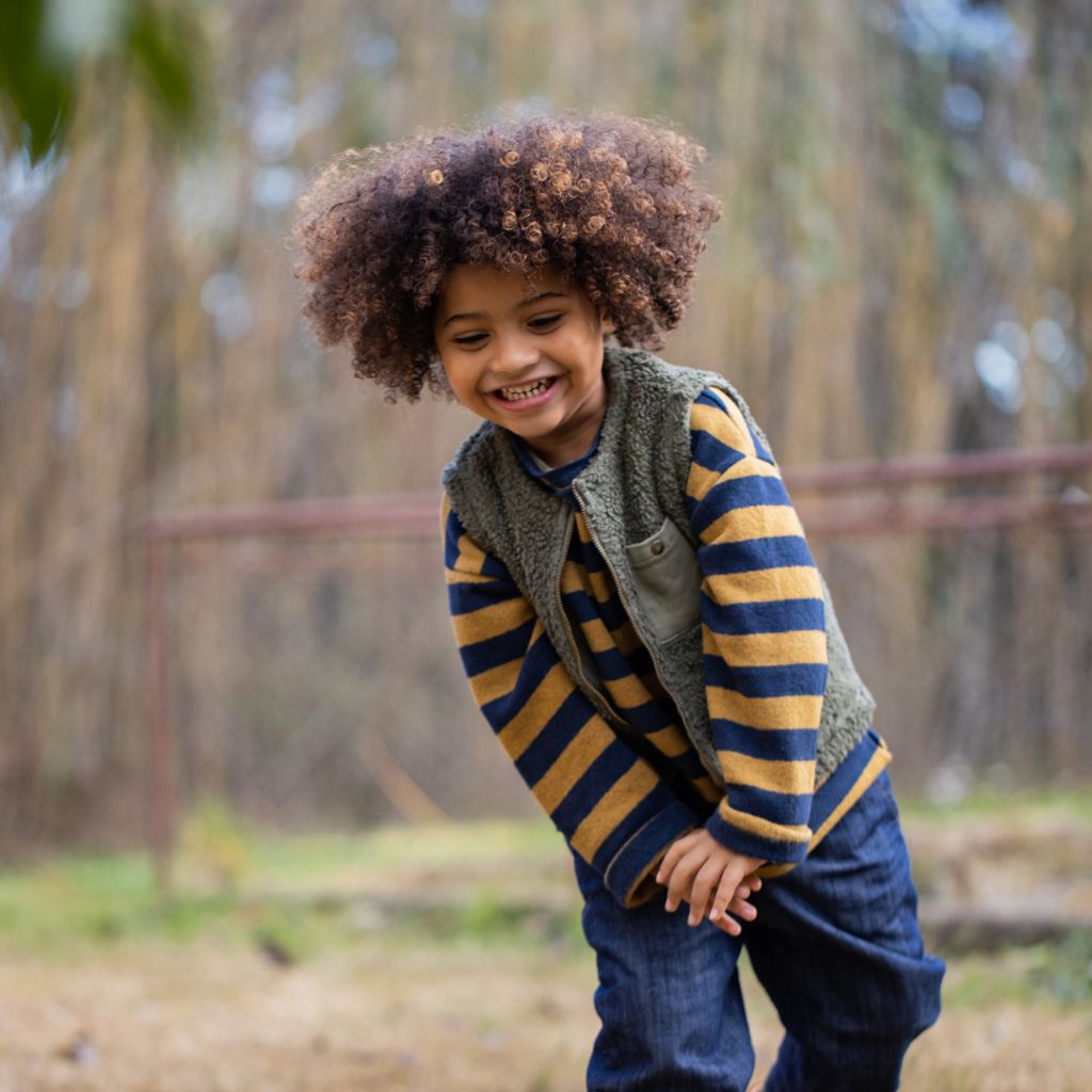 1 + in the Family KASBA ochre striped baby sweater in soft fleece with a chest pocket