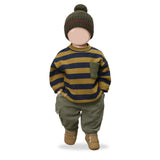 1 + in the Family KASBA ochre striped baby sweater in soft fleece with a chest pocket