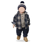 1 + in the Family MODENA blue gingham baby shirt in fleece with a collar and button front