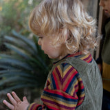 1 + in the Family NAIN multicolour striped baby sweater in soft fleece with wide bands of colour