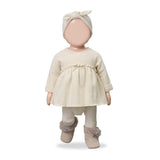 1 + in the Family CONQUES ivory newborn dress with attached bodysuit in lurex fleece, bow at waist