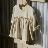 1 + in the Family CONQUES ivory newborn dress with attached bodysuit in lurex fleece, bow at waist