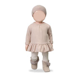 1 + in the Family GIVERNY blush newborn dress in soft plain fleece with a ruffled hem