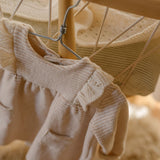 1 + in the Family TALENCE ivory newborn dress in soft capsule fleece with a flared A-line skirt