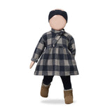 1 + in the Family PERUGIA blue gingham baby dress in fleece with a collar and gathered skirt