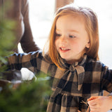 1 + in the Family PERUGIA blue gingham baby dress in fleece with a collar and gathered skirt