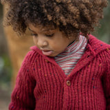 1 + in the Family SYLVAN burgundy striped baby turtleneck in rib jersey with fine stripes