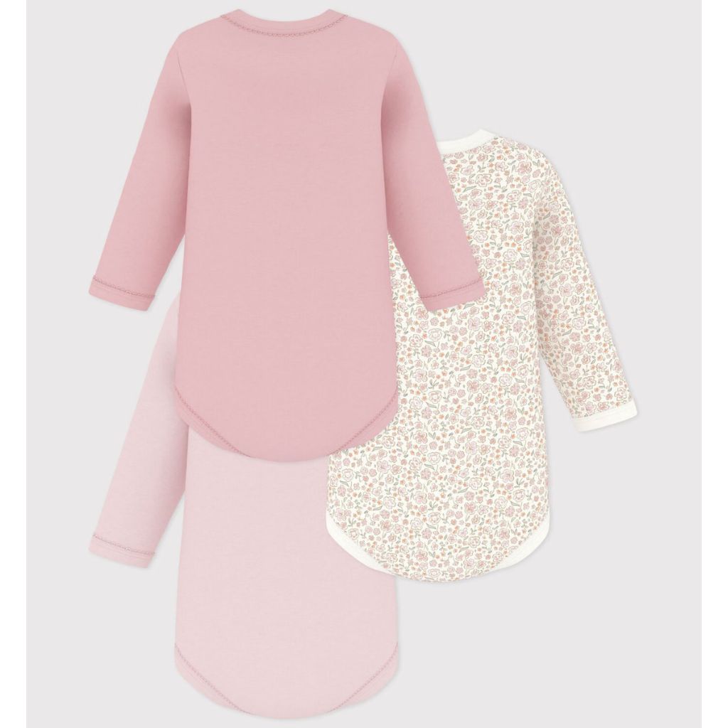 Petit Bateau LS Bodies 3pcs Rose / Tiny Flowers