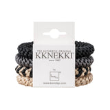 Kknekki Original Hair Tie Bundle 4 pcs - Black, Beige Glitter