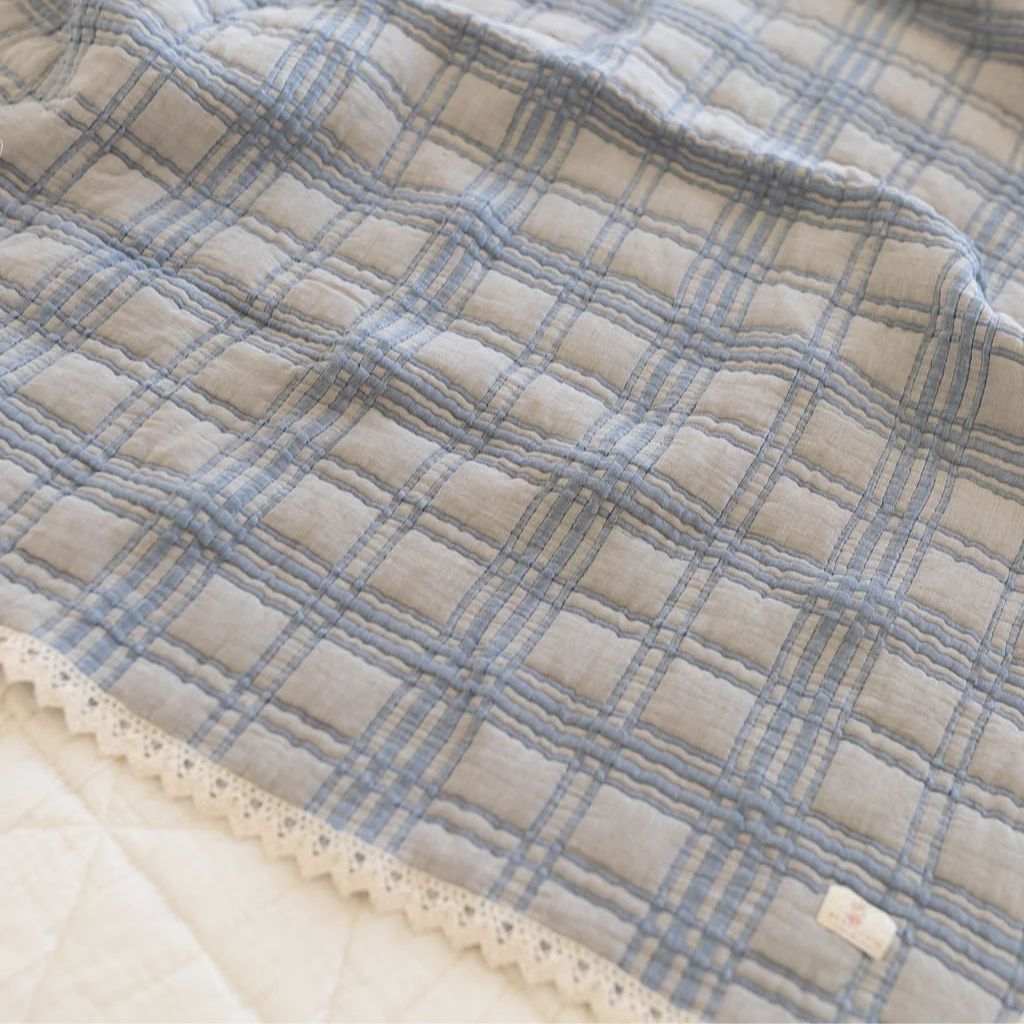 New Grain French Plaid Blanket - Bluebell