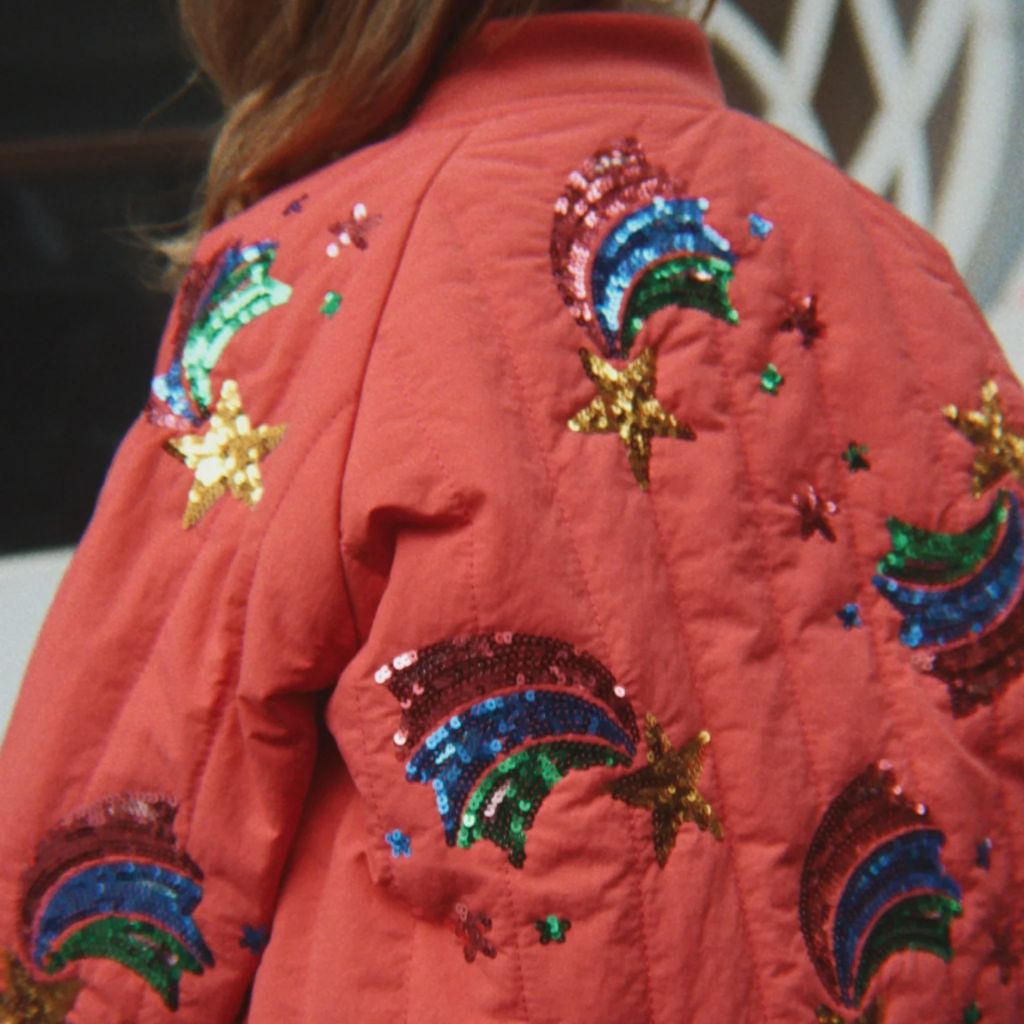 Konges Sløjd Juno Sequin Rainbow Bomber Jacket Cardinal