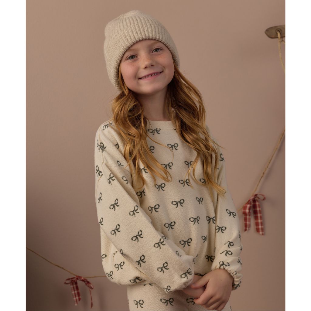 Rylee + Cru Spongey Knit Set Evergreen Bows