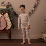 Rylee + Cru Organic Long Sleeve Pajama Set Holiday Stripe
