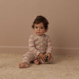 Rylee + Cru Organic Long John Pajamas Holiday Stripe