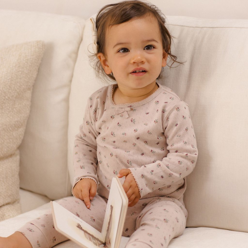 Quincy Mae Pointelle Long Sleeve Tee + Legging Heart Ditsy