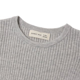 Quincy Mae Rib Knit Peplum Top Heathered Fog