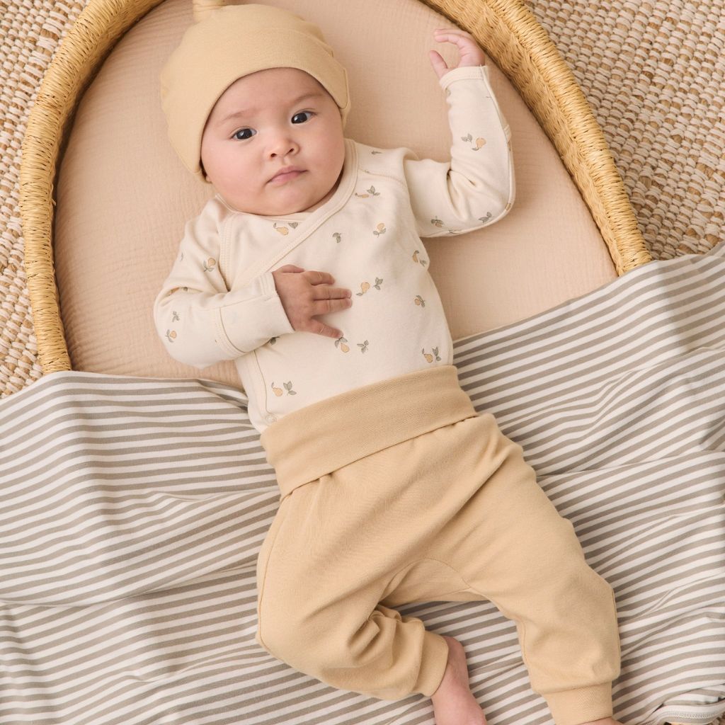 Quincy Mae Side Snap Bodysuit + Pant Set Pears