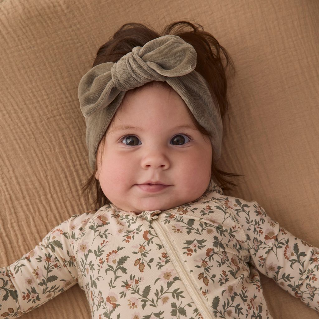 Quincy Mae Velour Bow Headband Spruce
