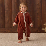Quincy Mae Velour Zip Jumpsuit Redwood