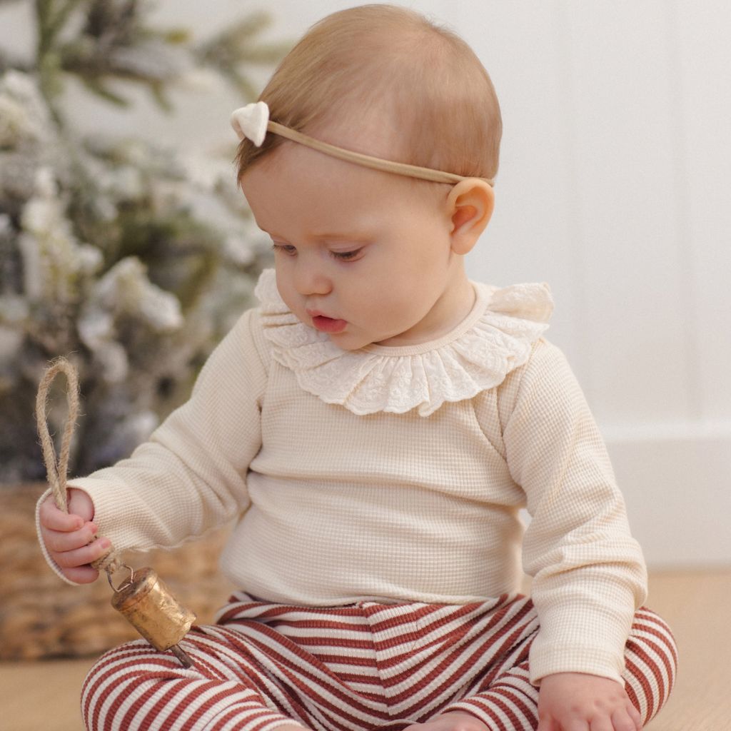 Quincy Mae Ruffle Collar Bodysuit Natural