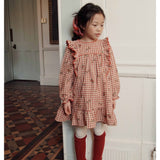 Emile & Ida Gingham Ruffle Embroidery Dress Gingham Embroidery