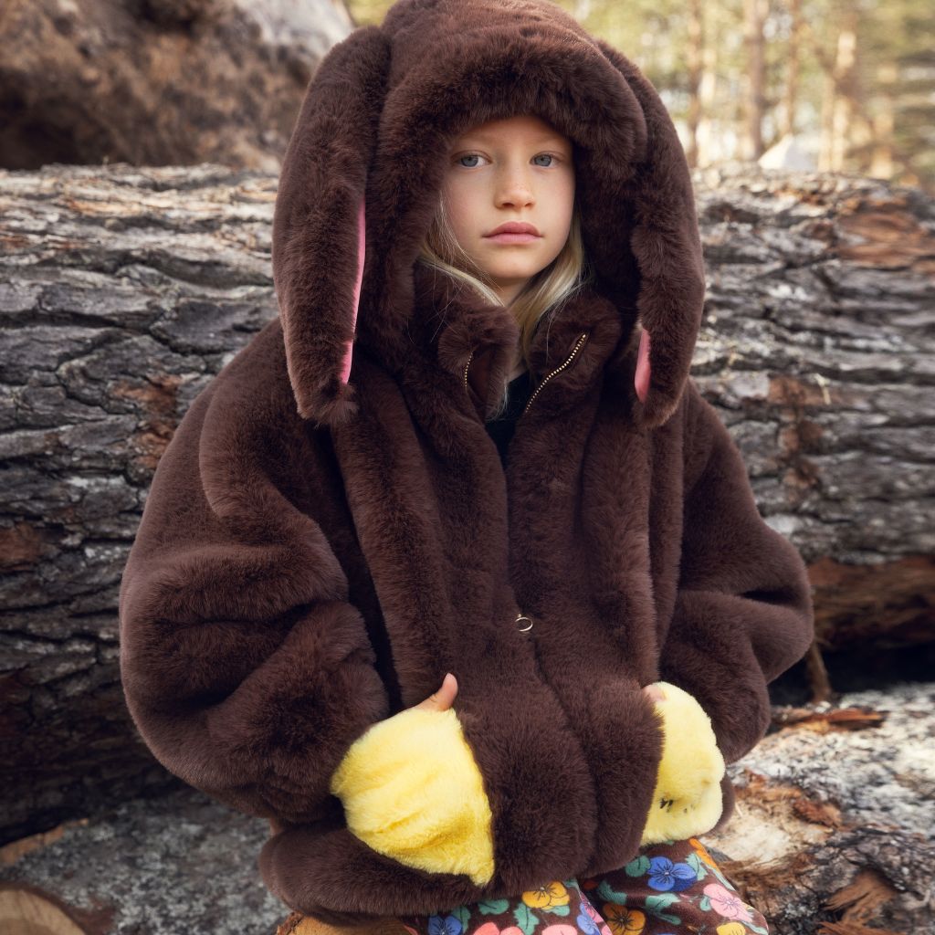 Mini Rodini Rabbit Ear Faux Fur Jacket