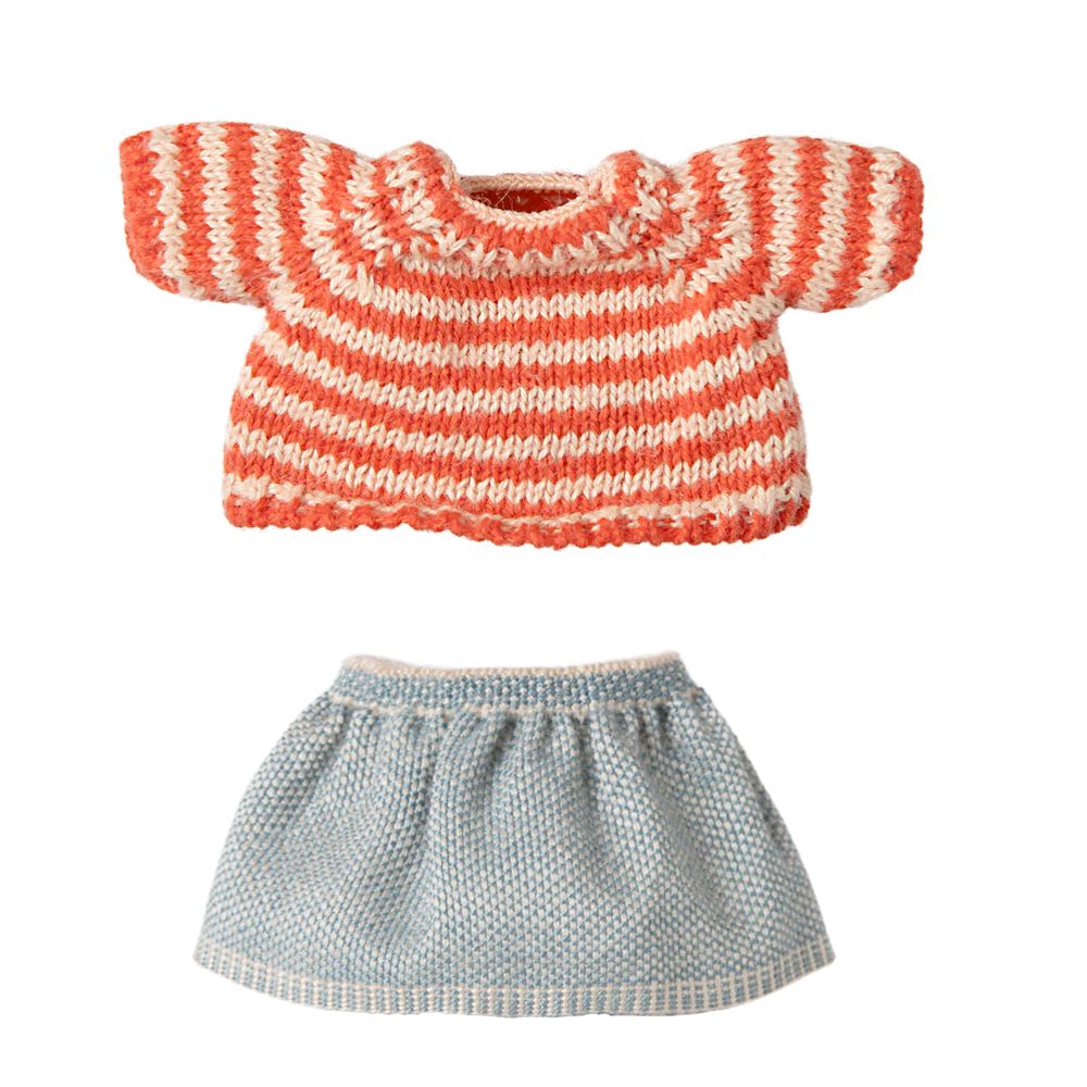 Maileg Knitted sweater and skirt, Big sister mouse