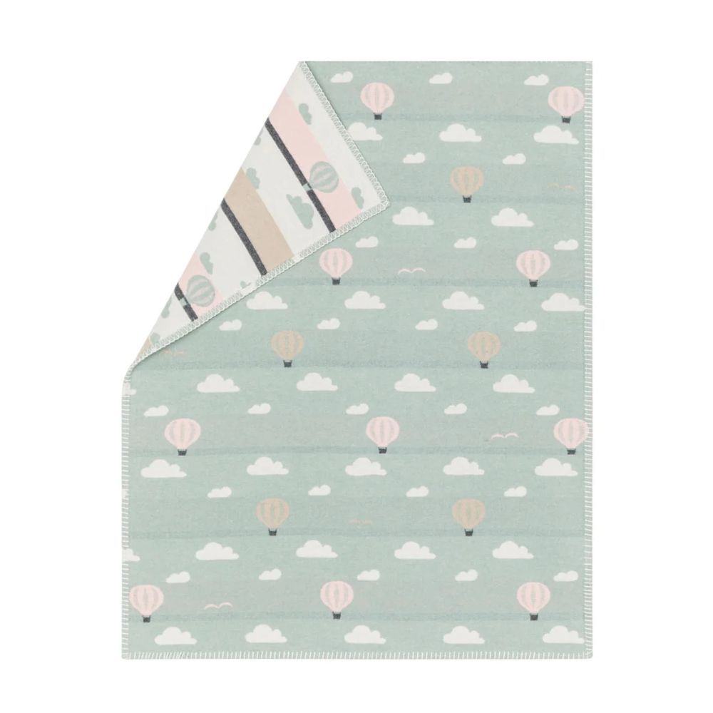 Fussenegger Lena Baby Blanket 100% Organic Cotton Hot Air Balloon- Light Green 70x90cm