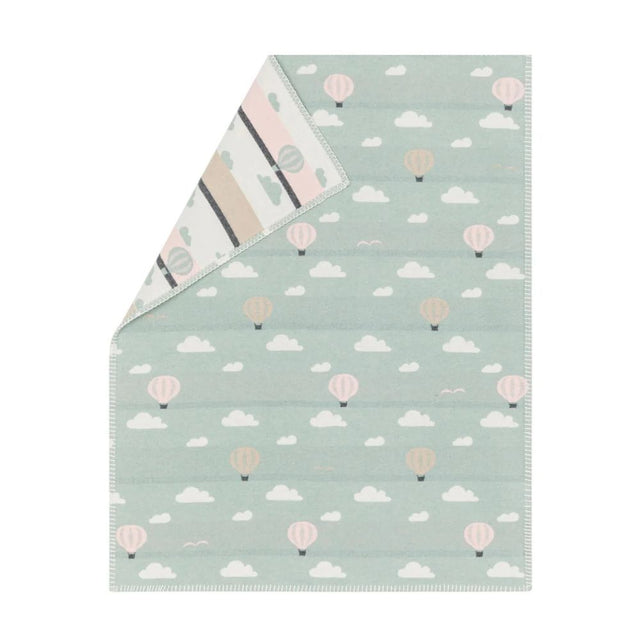 Fussenegger Lena Baby Blanket 100% Organic Cotton Hot Air Balloon- Light Green 70x90cm