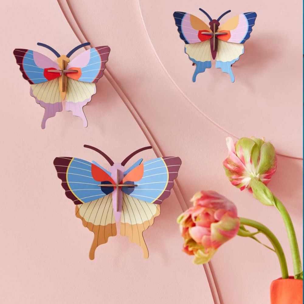 DIY 3D Wall Decoration - Plum Fringe Butterflies, set of 3