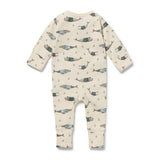 Wilson & Frenchy Woolly Whales Organic Zipsuit with Feet