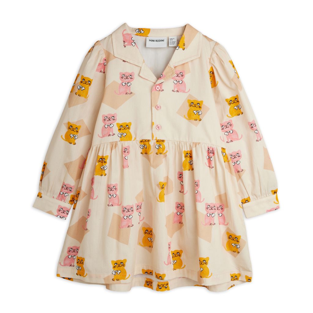 Mini Rodini Kittens Woven Ls Dress