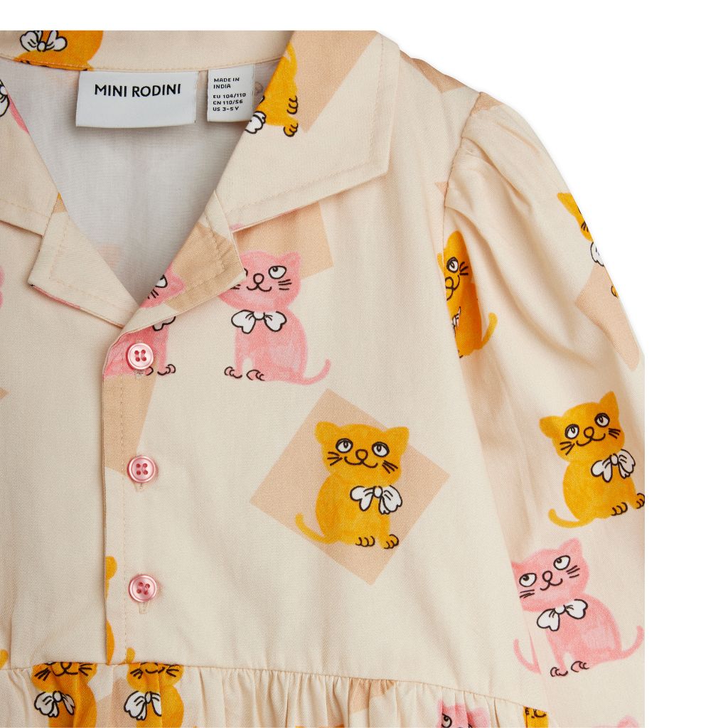 Mini Rodini Kittens Woven Ls Dress