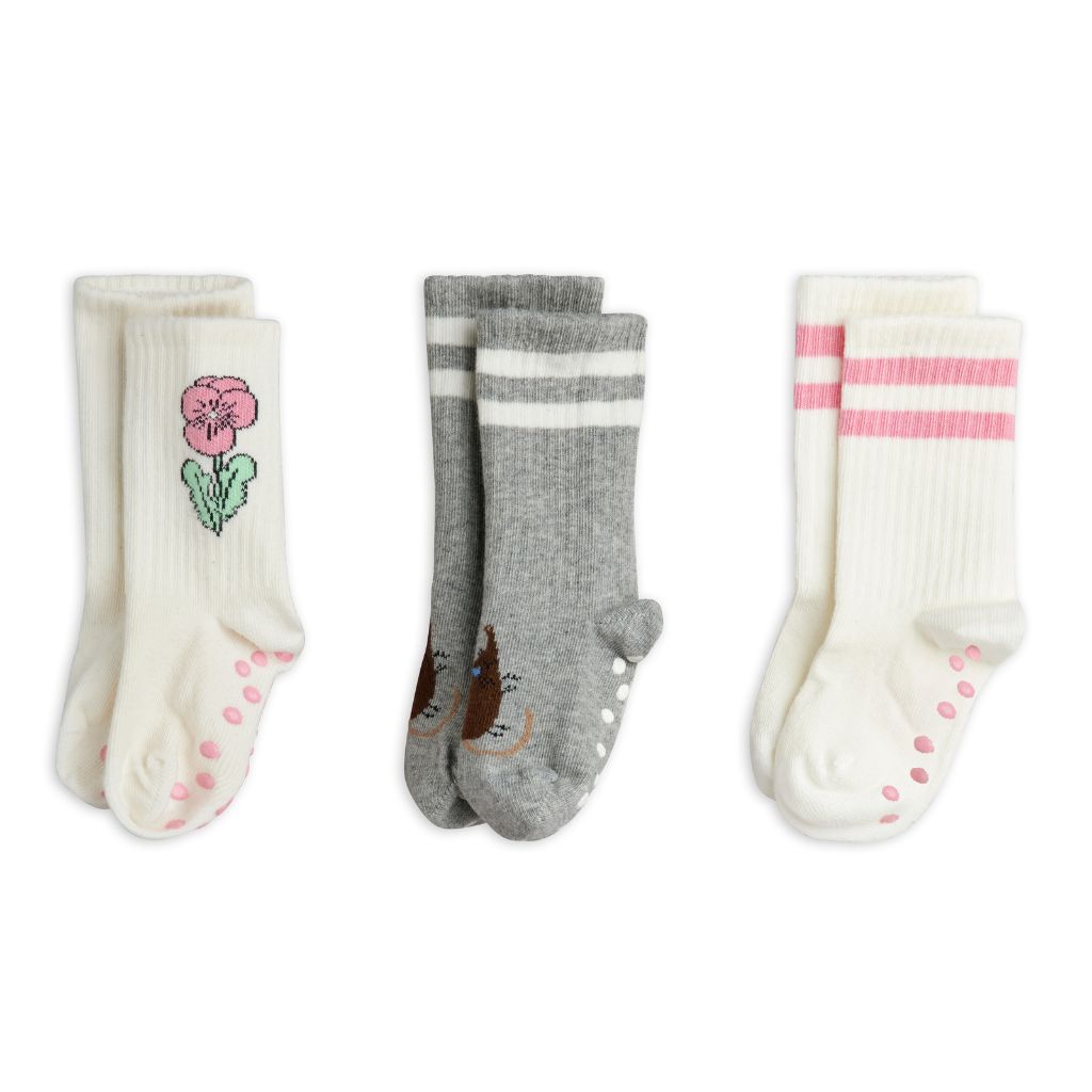 Mini Rodini Elephant Shrew 3-Pack Anti-Slip Socks