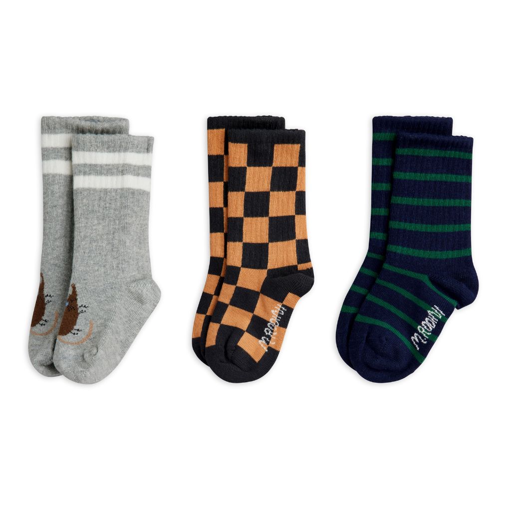 Mini Rodini Chess Check 3-Pack Socks