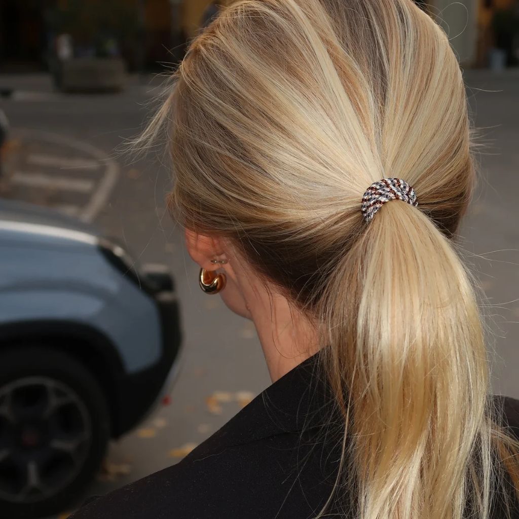 Kknekki Slim Hair Tie Mix Copper Grey Glitter