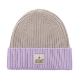 Huttelihut Hat Wool Knit Color Block Purple Rose