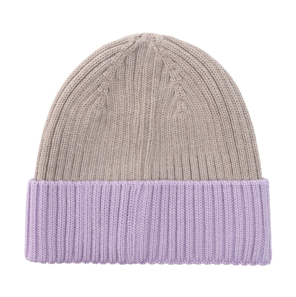 Huttelihut Hat Wool Knit Color Block Purple Rose