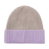 Huttelihut Hat Wool Knit Color Block Purple Rose