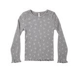 Rylee + Cru Ribbed Long Sleeve Top Slate Bloom