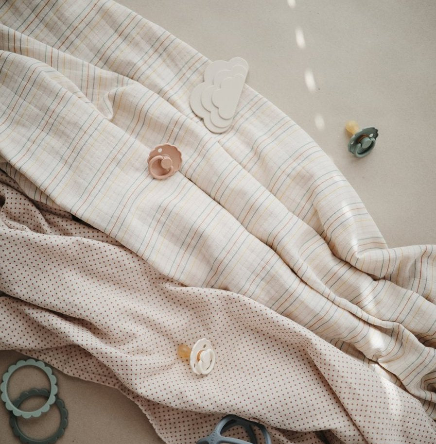Mushie Organic Cotton Muslin Baby Swaddle - Retro Stripes