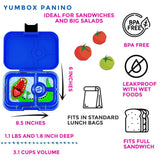 Yumbox Panino 4 Compartment - Surf Blue with Dinosaur Tray