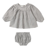 Quincy Mae Mia Top + Bloomer Set Midnight Gingham