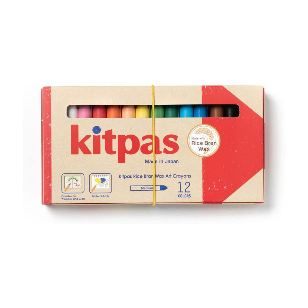 Kitpas Rice Bran Wax Art Crayons 12 Colors